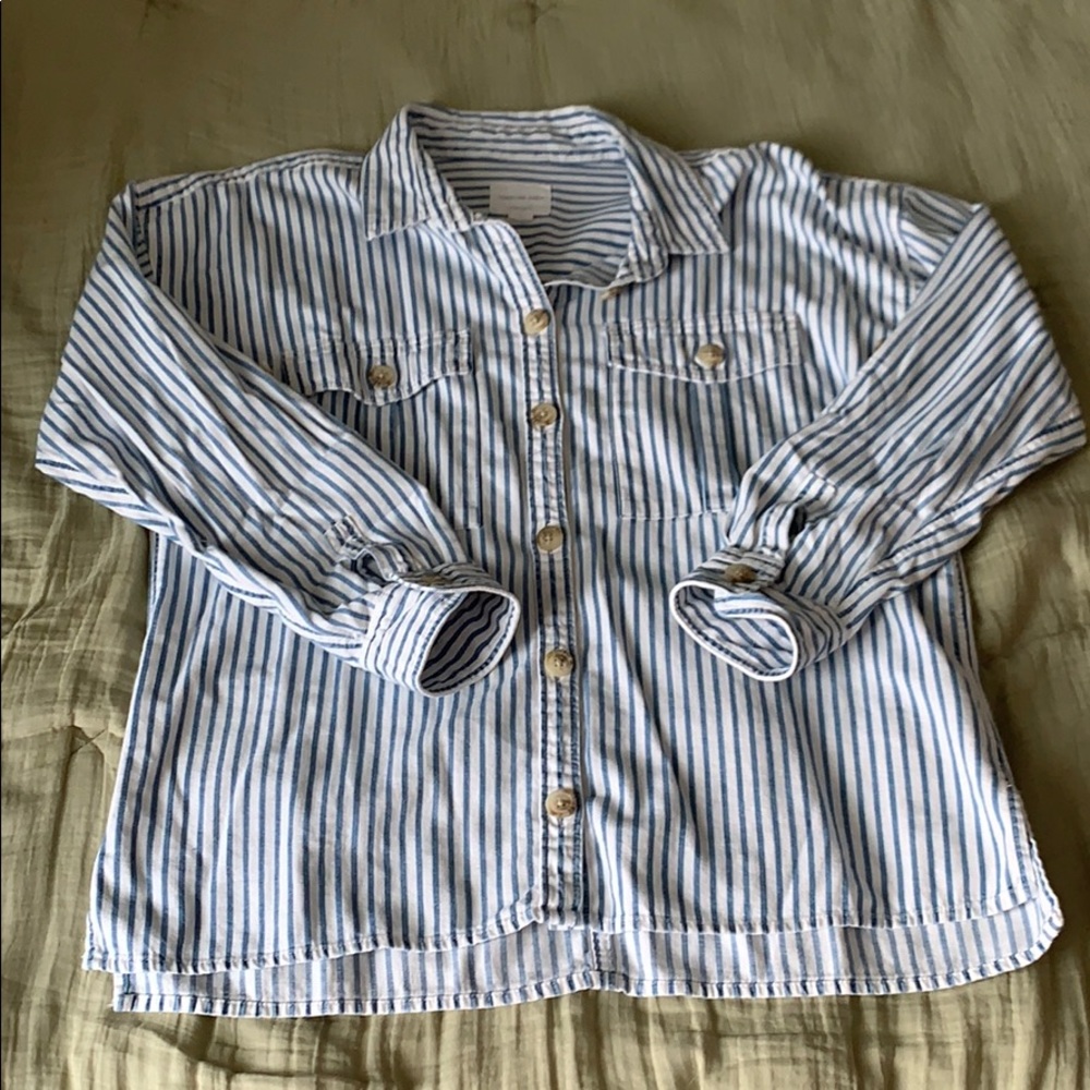American Eagle Striped Button-Up Oversized Fit NWT